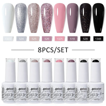 Arte Clavo 8Pcs/Set Gel Nail Polish Set 15ml Colorful Semi Permanent For Manicure Varnish Soak Off UV LED Nail Art Gel Kits