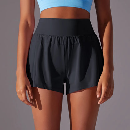 Women Gym Running Shorts Double Deck Quick Dry Gym Sport Shorts Fitness Jogging Workout Shorts With Pocket Sports Tight Short