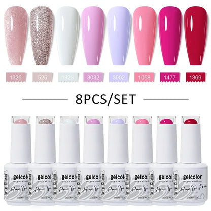 Arte Clavo 8Pcs/Set Gel Nail Polish Set 15ml Colorful Semi Permanent For Manicure Varnish Soak Off UV LED Nail Art Gel Kits