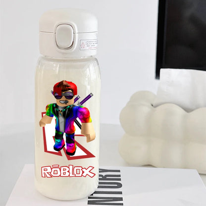 600ml Game Roblox Transparent Straw Water Cup Portable Large Capacity Straw Water Bottle Student Water Cup Plastic Sports Cup