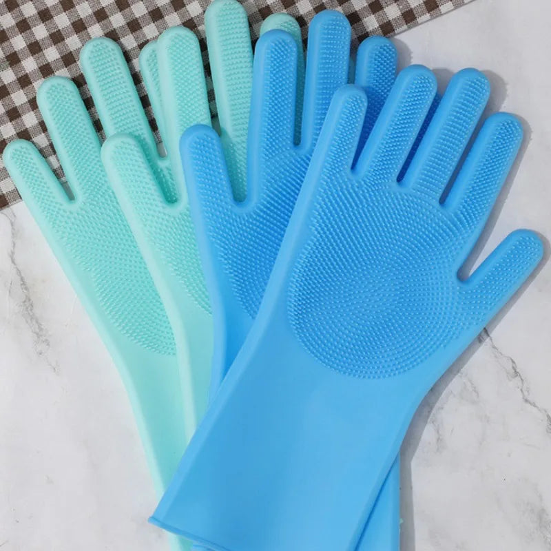 2-Piece Silicone Pet Grooming Gloves: 3-in-1 Bathing, Deshedding & Massage Set