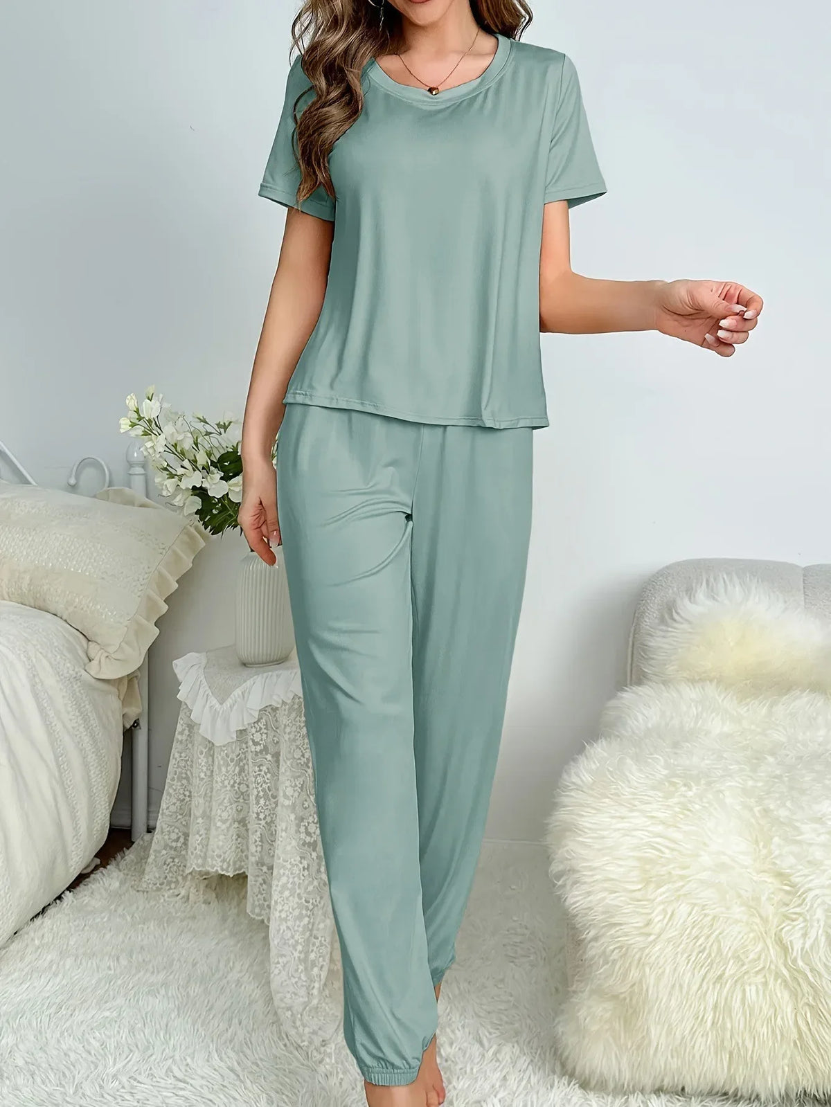 Suit Women's Clothing Family Clothing Summer Comfortable Casual Fashion Pajamas And Pants Set Two-piece