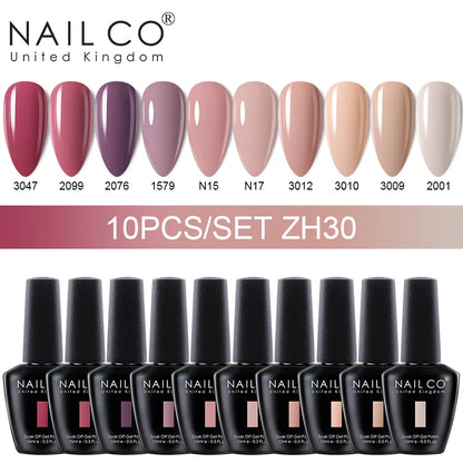 NAILCO 15ml Gel Nail Polish Set 30pcs/Lot Gel Polish Nail Soak Off UV LED Semi-Permanent Varnishes Nail Art Salon Free Shipping