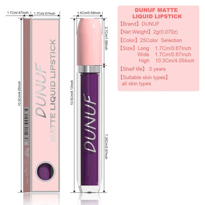 25 Color Velvet Matte Lipstick Liquid Waterproof Sexy Red Matte Lip Glaze Non-Stick Halloween Makeup Not Easy To Fade Lip Gloss