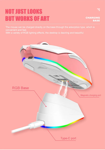 DAREU EM901X Wireless Mouse, 2.4G Wired Dual-mode Mouse, AIM-WL 12000 DPI RGB Magnetic Charging Dock Gaming Mouse for PC Gamer