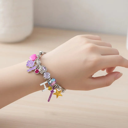 2026 New K-POP Demon Hunting Girl Group Bracelet for Women, Cartoon Diamond Pendant Open Stainless Steel Bangle, Gift