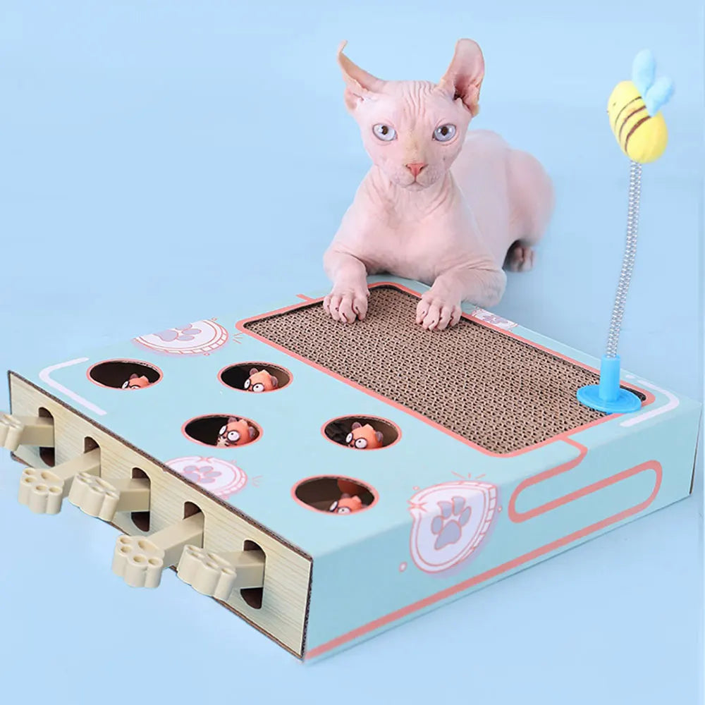 Cat Toy Whack-a-Mole Cat Scratching Board Toy Grinding Claw Rest Play Funny Cat Interactive Multifunctional Cat Supplies