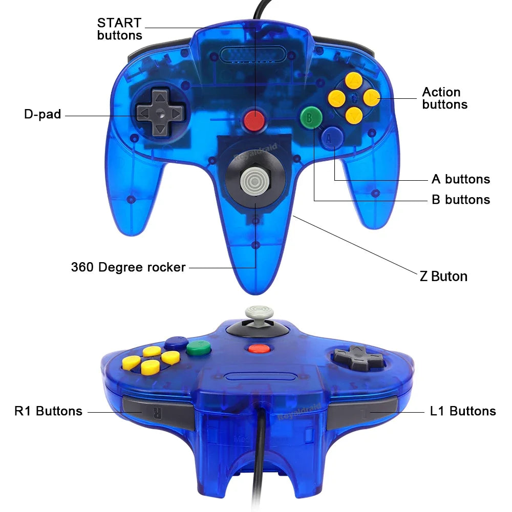 8 Colors Wired Gamepad For N64 Console Joypad Control for N64 Classic Joystick Retro Game Console Gamepad Accessories