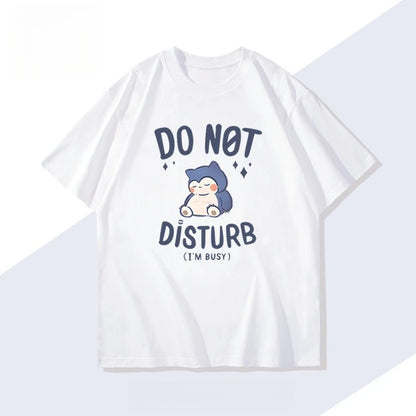 Men's New  Pokémon Handheld Game Snorlax T-shirt Summer New Men's and Women's Japanese  Trend Loose Casual Short-sleeved Top