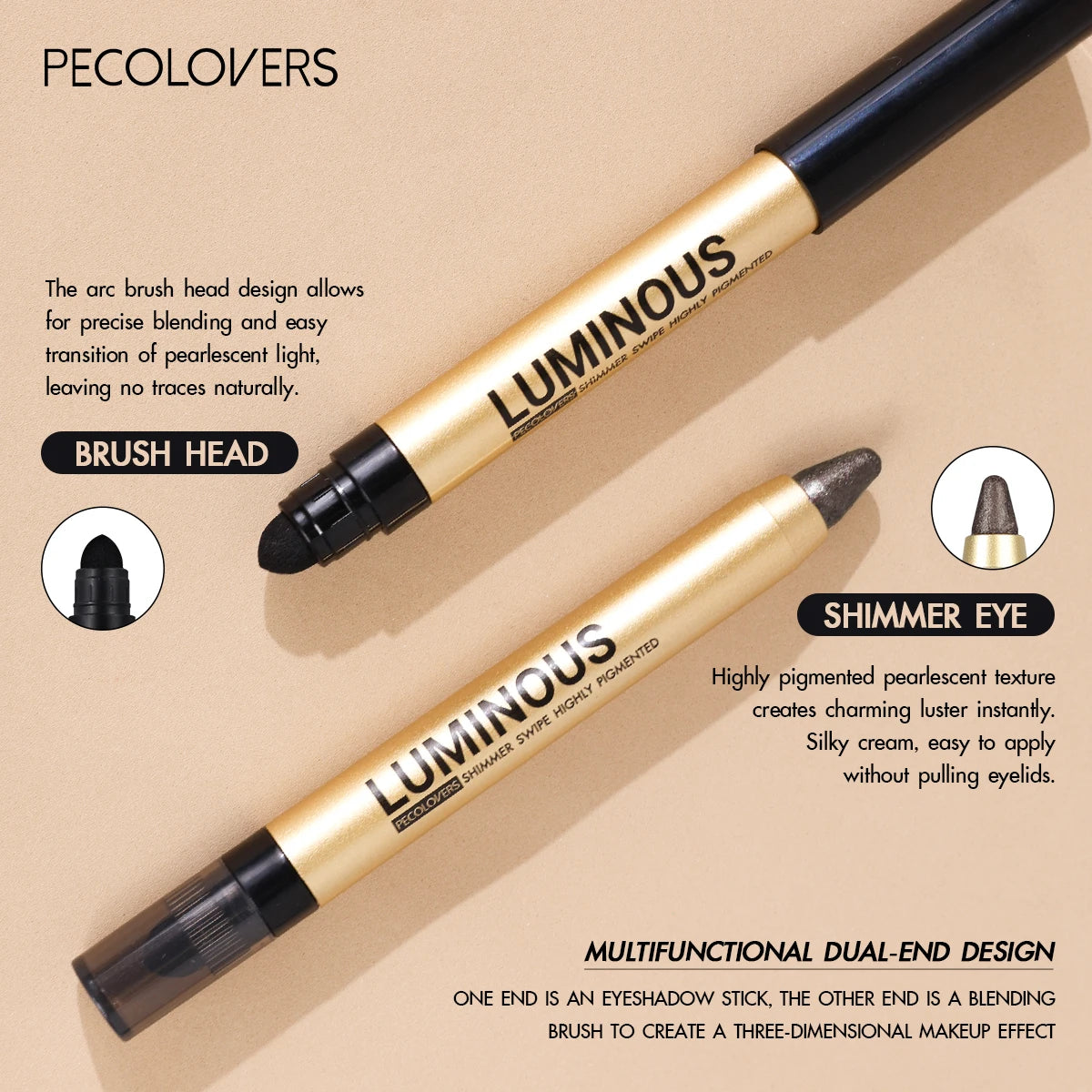 1PC Stunning Multi-color Eye Shadow Sticks - Long-lasting, Waterproof, Easy To Apply, Anti-smudge, Pearlescent Glitter Finish
