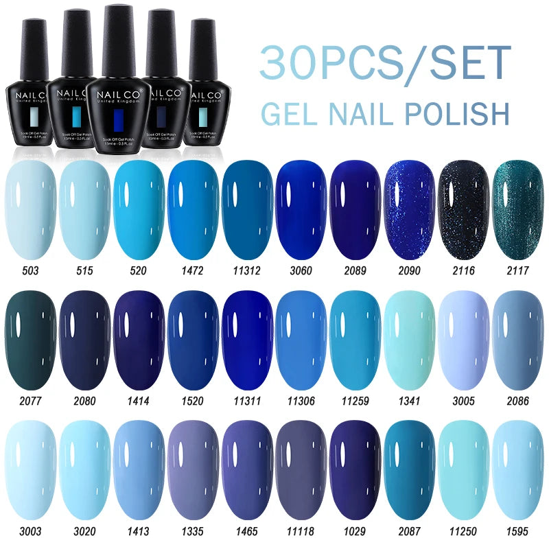 NAILCO 15ml Gel Nail Polish Set 30pcs/Lot Gel Polish Nail Soak Off UV LED Semi-Permanent Varnishes Nail Art Salon Free Shipping
