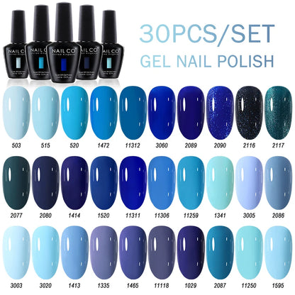 NAILCO 15ml Gel Nail Polish Set 30pcs/Lot Gel Polish Nail Soak Off UV LED Semi-Permanent Varnishes Nail Art Salon Free Shipping