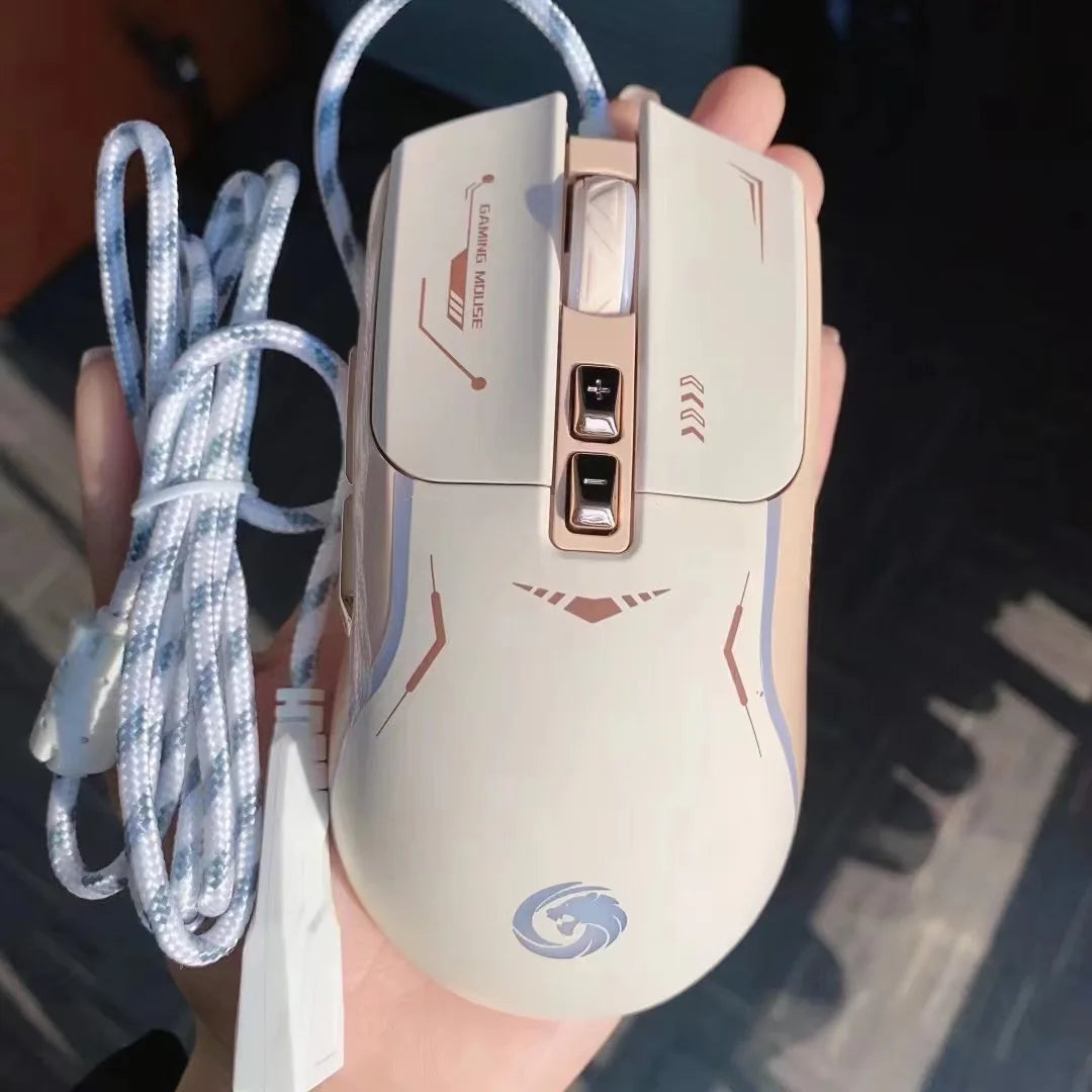 Mechanoid-style Wired Gaming Mouse - Macro Programming RGB Glowing FPS Gaming Computer Universal Audio-Enabled E-sports Mouse
