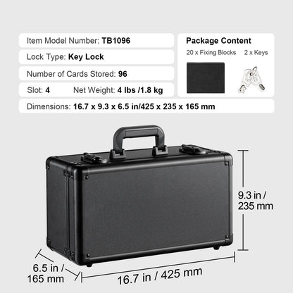 SucceBuy Graded Card Storage Box 4 Slots or 5Slots with Key Lock or Coded Lock Foam Dividers for 96/108/120/162 PSA Graded Cards