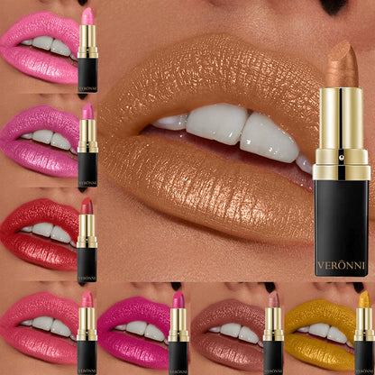 10  Colors Glitter Lipstick Waterproof Long Lasting Diamond Pearlescent Metallic Lipstick Lipgloss Women Lips Makeup Cosmetic