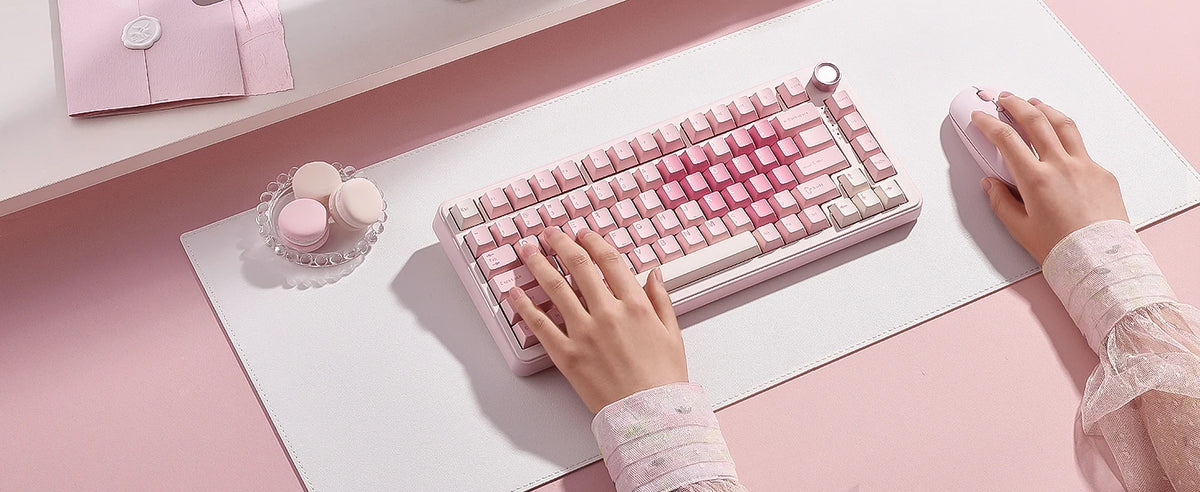 YUNZII B75 PRO Pink Mechanical Gaming Keyboard, Bluetooth/Wire/Wireless 75 Knob RGB Keyboard, Gasket Hot-Swap Custom Creamy Keeb