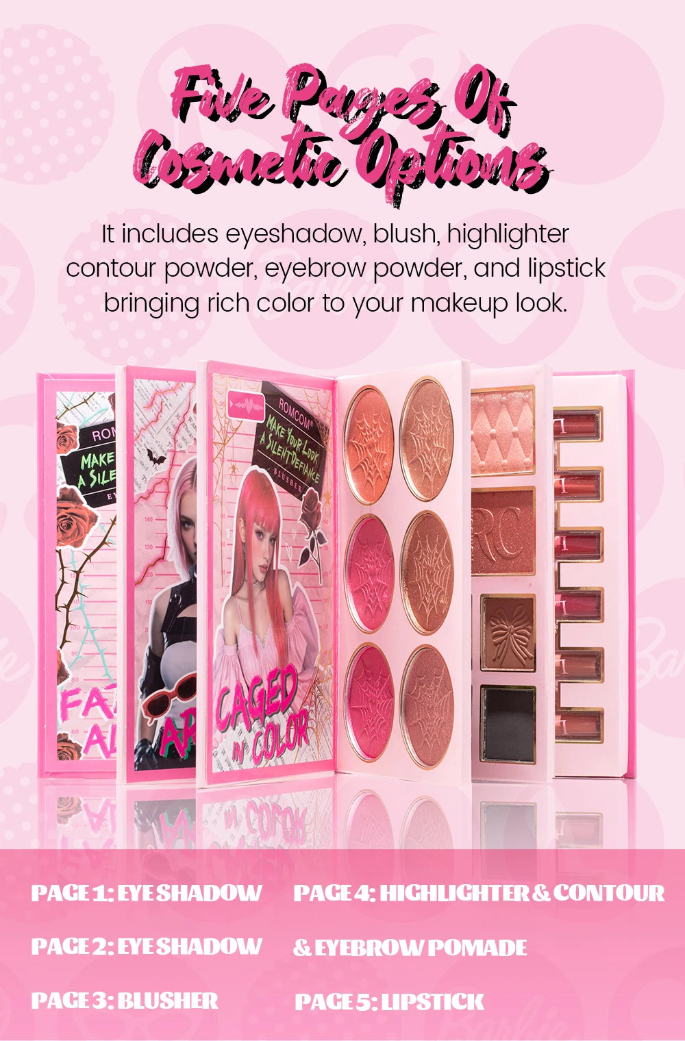 5-Page Makeup Palette with 70 Colors: 48 Matte & Shimmer Eyeshadows, 6 Lip Colors, 6 Blushes, and 10 Contour Shades - The Perfec