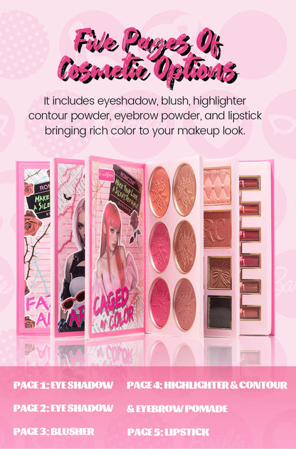5-Page Makeup Palette with 70 Colors: 48 Matte & Shimmer Eyeshadows, 6 Lip Colors, 6 Blushes, and 10 Contour Shades - The Perfec