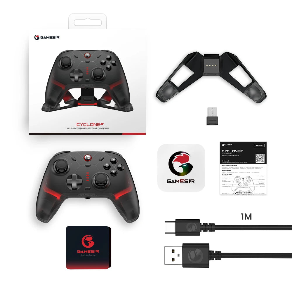 GameSir Cyclone 2 Wireless Pro Controller, Hall Effect Joysticks, Bluetooth Gamepad for Nintendo Switch, iPhone, Android & PC