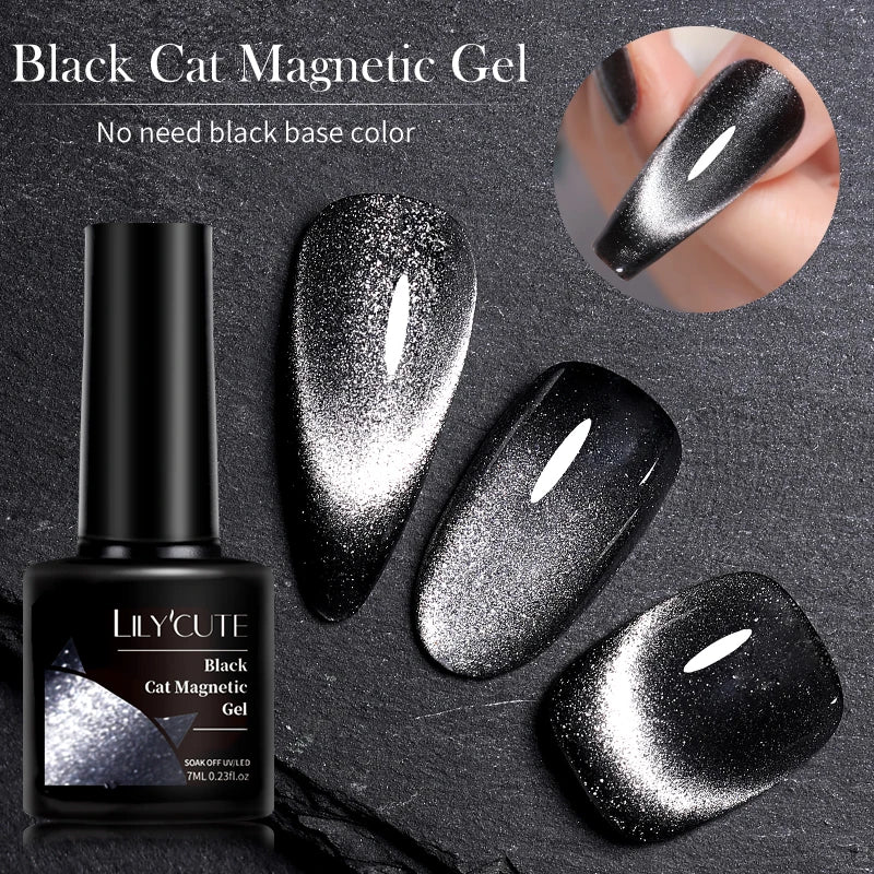 LILYCUTE 7ml 9D Cat Magnetic Gel Nail Polish Iridescent Magnet Semi Permanent Soak Off UV LED Manicure For Nail Art Gel Varnish