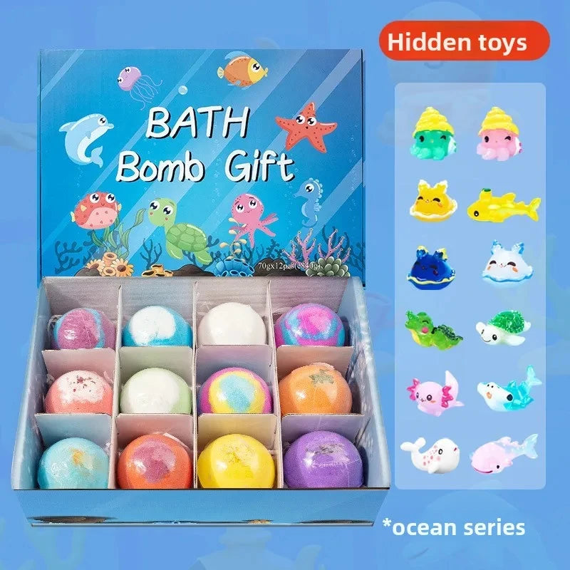 New Bath Bombs Gift Set with Toy Surprise Inside Natural Sea Salt Fizz Balls for Kids Children's Bathtub Fun Gift for Boys Girls
