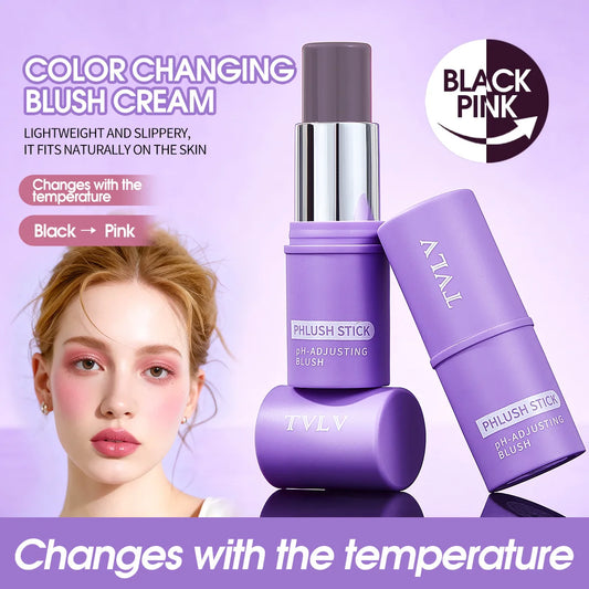 Colorchanging Blush and Lip Balm Dual Applicator Stick Keeps Makeup in Place, Provides Natural Temperature-changing Blush Effect