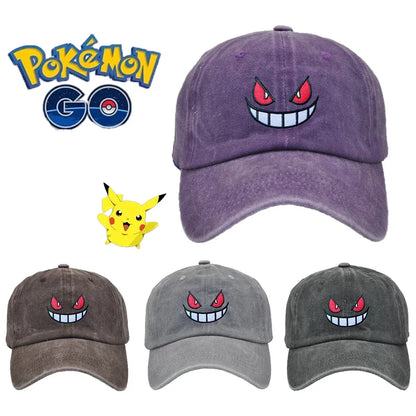 Anime Pokemon Hats Pocket Gengar Unisex Solid Color Summer Sunburn Protection Baseball Caps Adjustable Sunshade Hat Gifts