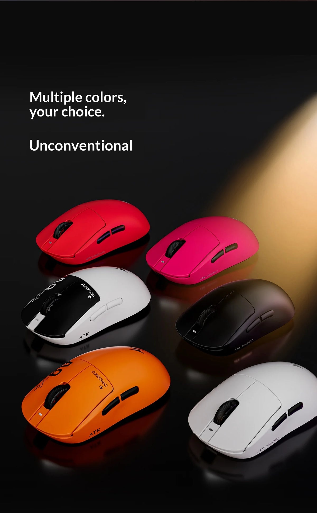 ATK DragonFly A9 Air Ultimate Wireless Gaming Mouse PAW3950 Ultra 42000DPI 750IPS 8KHz RGB Ergonomic Design for Windows MacOs