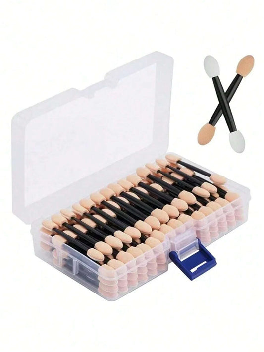 100/120/200Pcs Double-Headed Eyeshadow Brush, Disposable Dual Sided Eyeshadow Brush Double Ended Sponge Applicator Oval Tipped