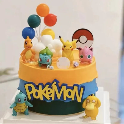 13PCS/SET Pikachu Cake Topper Decoration Boy Girl Happy Birthday Cute Poke Boll Vinyl Anime Figure Cake Ornaments Bake Supplies
