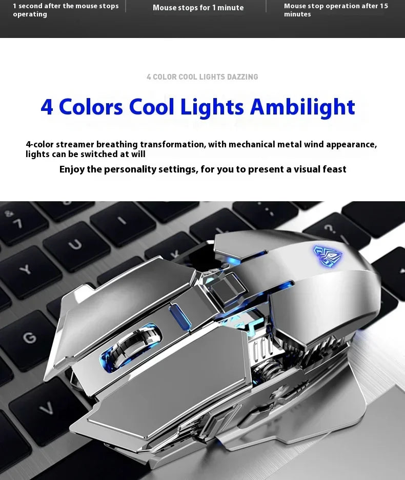 AULA SC300 Ultra-quiet Wireless Gaming Mouse Rechargeable Ergonomic Mechanical Armor Style, Colored and Vibrant Body Design