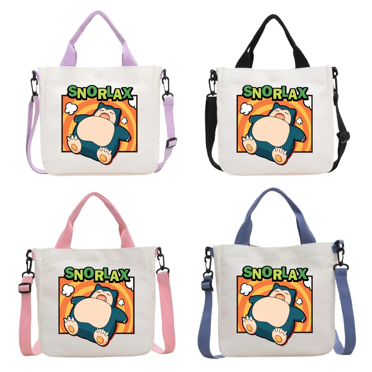 Anime Pokemon Pikachu Canvas Shoulder Bag Cute Cartoon Pattern Print Handbag Boys Girls Leisure Crossbody Bag Birthday Gift