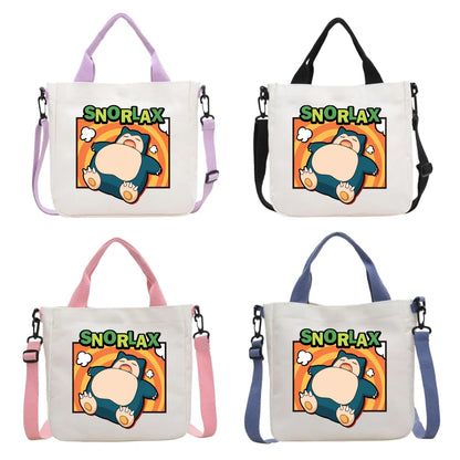 Anime Pokemon Pikachu Canvas Shoulder Bag Cute Cartoon Pattern Print Handbag Boys Girls Leisure Crossbody Bag Birthday Gift