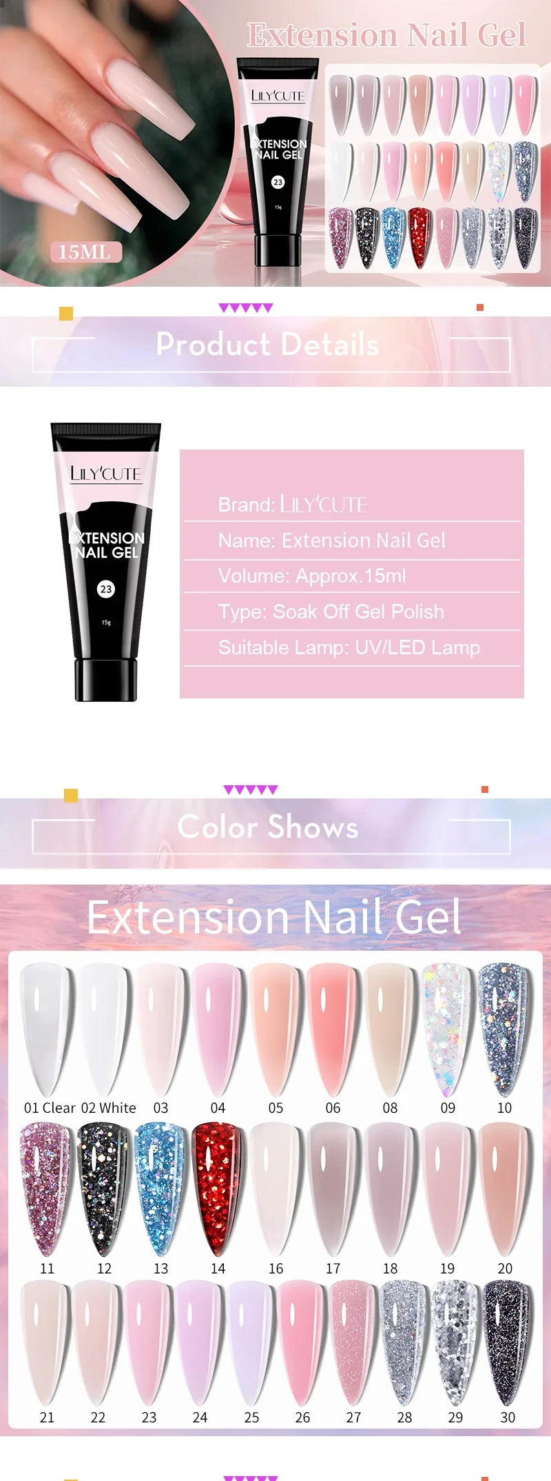 LILYCUTE Nail Gel Set 6W LED Lamp Full Manicure Set Vernis Semi Permanent Quick Extension Nail Kit Gel Set For Nails Tool Kit