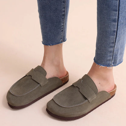 Litfun New Women Clogs For Women Fashion Cork Suede Mules Slipper Classic Cork Antislip For Outdoor Slippers With Arch Support