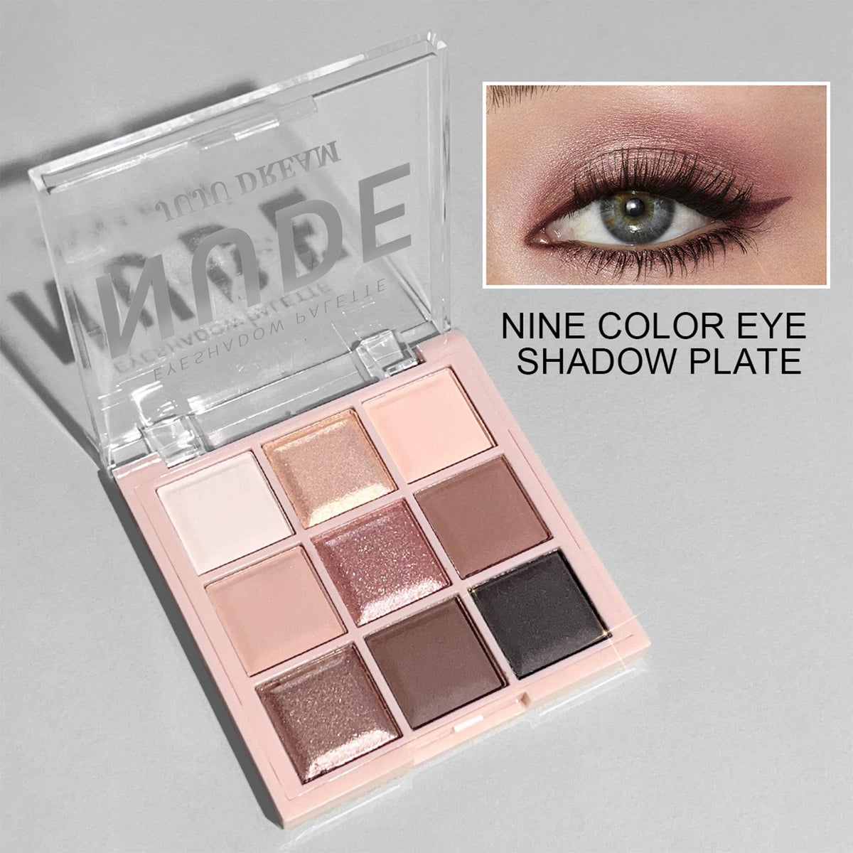 JUJU DREAM 9-Color Eyeshadow Palette, Matte & Shimmer Finish, Soft Milk Tea Tones, Compact & Easy for Daily Student Makeup
