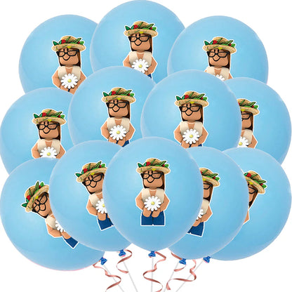12Pcs 12Inch Roblox Latex Balloon Party Supplies Pink Cartoon Party Baby Shower Girl Kids Balloons for Birthday Party Decoration