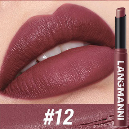 12 Color Matte Lipstick Pencil Waterproof Long Lasting Non-Stick Cup Lip Stain Tint Cosmetic Nude Lipstick Pen Makeup Maquillage