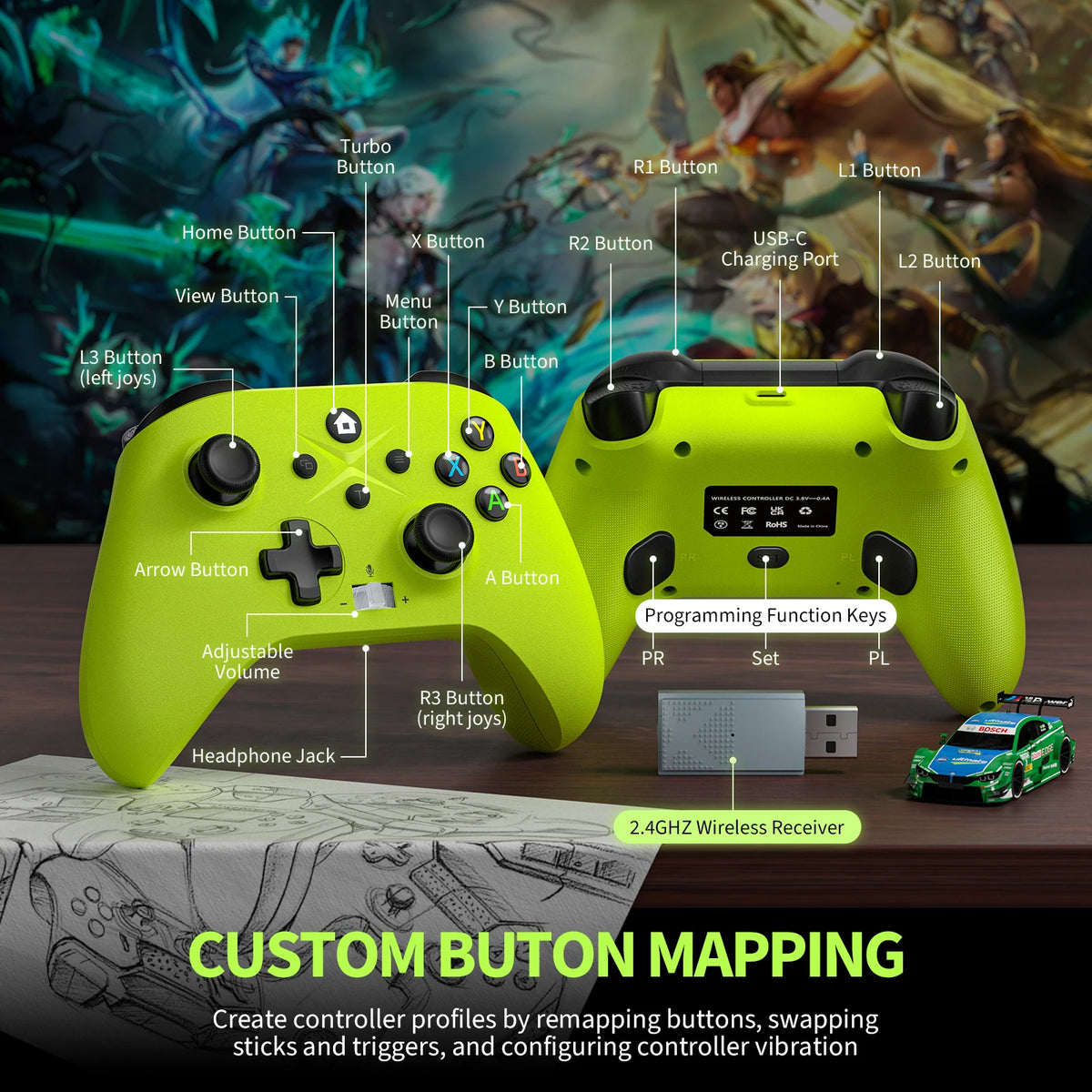 2.4G Wireless Gamepad For Xbox One ,Xbox Seris S ,X Control Xbox With Dual Vibra/Six Axis Multi Game Xbox Controller