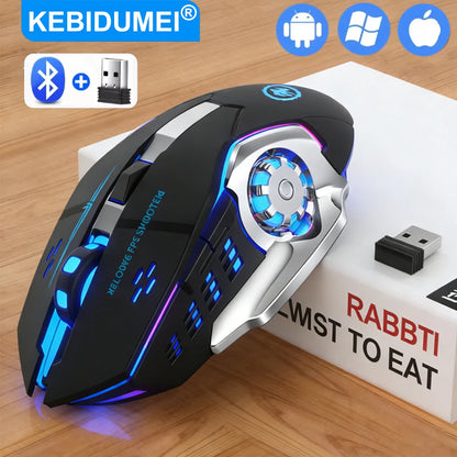 2.4G Wireless Mouse USB Bluetooth Mecha Gaming Mouse Rechargeable Silent Backlight Mice Ergonomic Office Mice Game Accessories