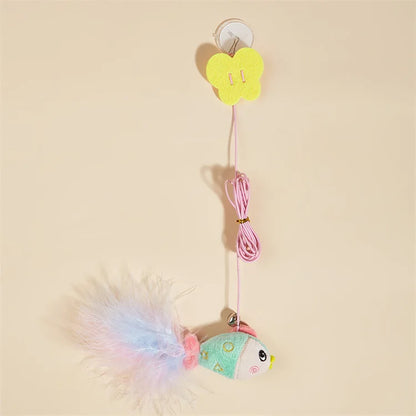 Swinging On The Swing Hanging The Door Cat Teaser Stick Elastic Rope Extendable Cat Toy