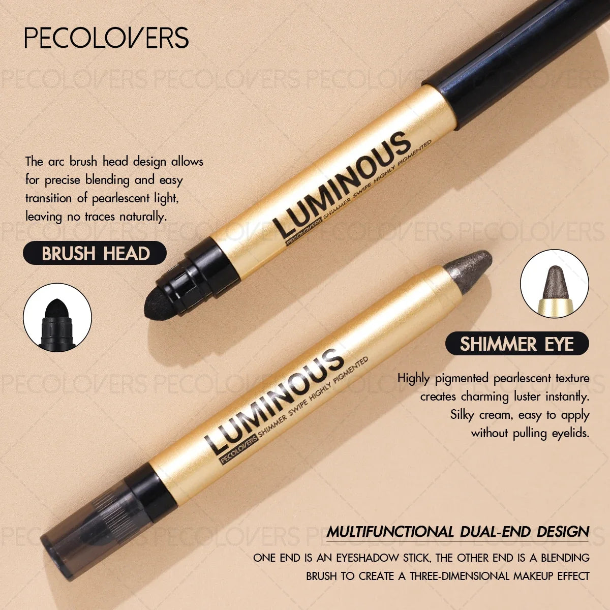 1PC Shimmer Glitter Contouring Eyeshadow Pencil - Double-headed Lazy Eyeshadow Stick, Ideal Gift for Women