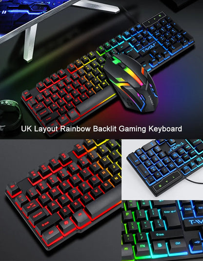 T-WOLF 4-in-1 Ultimate Gaming Combo: RGB Keyboard, Mouse, Headset & Pad