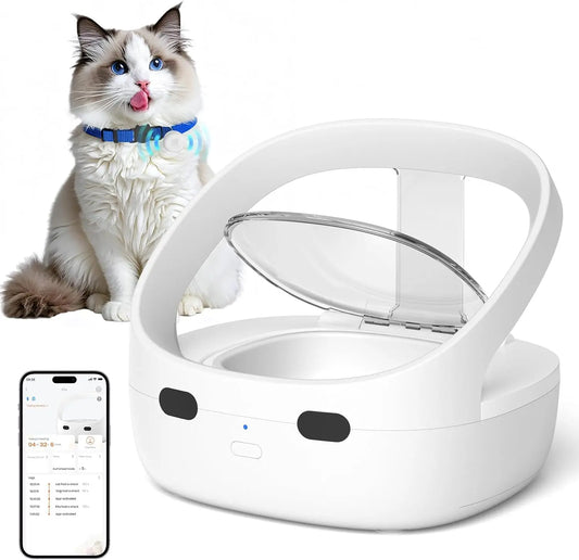 RFID collar activates cat feeder, multi cat intelligent automatic chip feeder, supports wet and dry food,prevents pinch injuries
