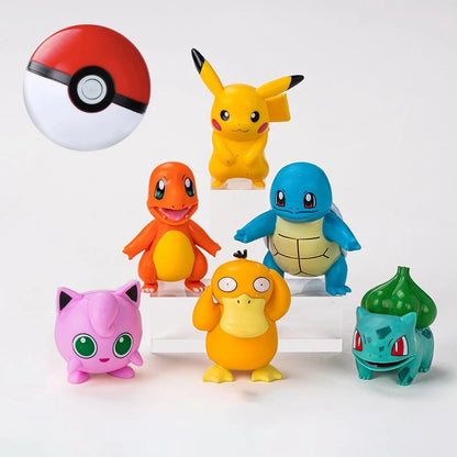 13PCS/SET Pikachu Cake Topper Decoration Boy Girl Happy Birthday Cute Poke Boll Vinyl Anime Figure Cake Ornaments Bake Supplies