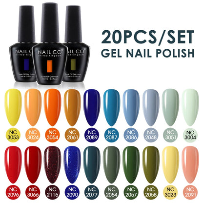 NAILCO 15ml 30/20/10pcs/Set UV Gel Nail Polish Semi Permanent Esmalte Vernis LED Gel Varnish Soak Off Nail Art All For Manicure