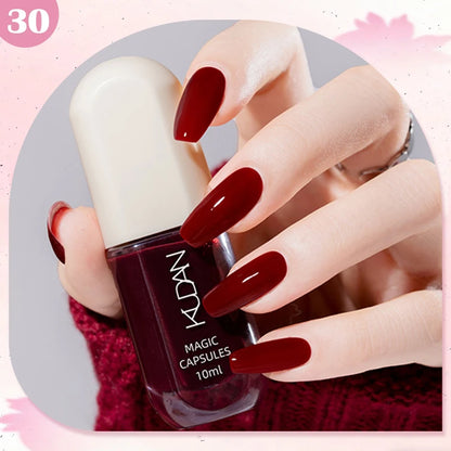 KUDAN Dark Burgundy Nail Polish, Alcohol-Free - Long-Lasting Formula Quick Drying Without Lighting, Glossy And Shiny Surface