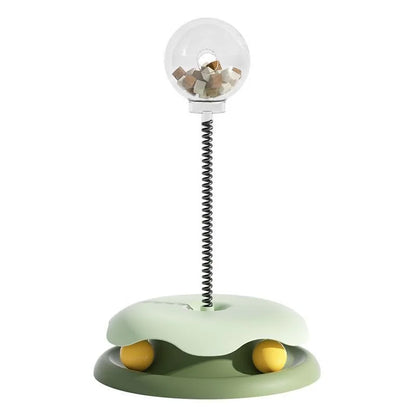 Cat Feeder Toy for Indoor Cat Slow Feeders Spring Toy Funny Track Ball Roller Turntable Exercise and Playing