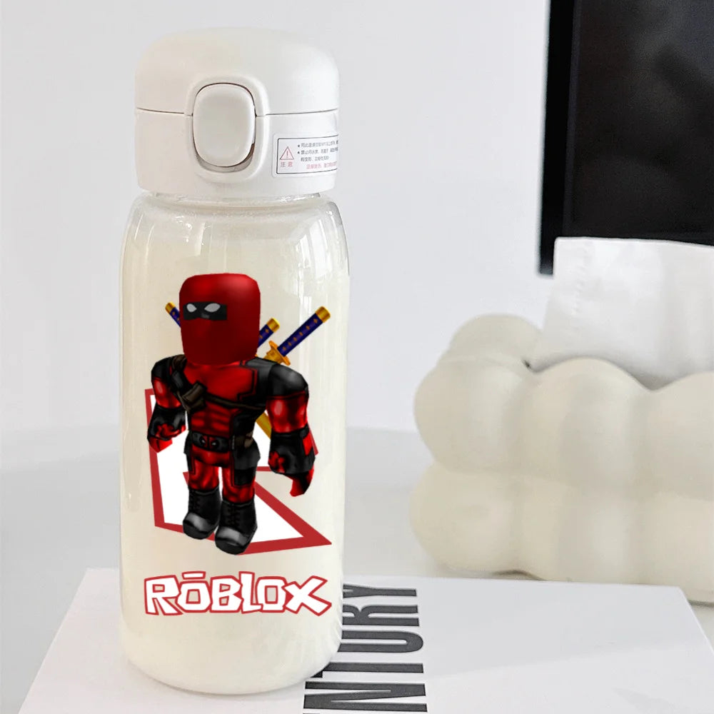 600ml Game Roblox Transparent Straw Water Cup Portable Large Capacity Straw Water Bottle Student Water Cup Plastic Sports Cup