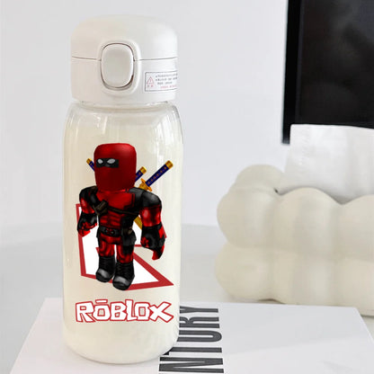 600ml Game Roblox Transparent Straw Water Cup Portable Large Capacity Straw Water Bottle Student Water Cup Plastic Sports Cup